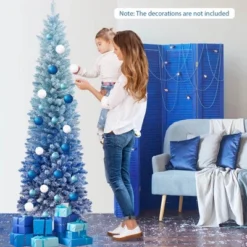 Costway 6/7 FT Blue Gradient Snow Flocked Artificial Christmas Tree With 435/725 Lush Branch Tips 16 Costway 6/7 FT Blue Gradient Snow Flocked Artificial Christmas Tree With 435/725 Lush Branch Tips -Costway GUEST fd780671 0d17 49c1 8b49 5e3a56dbc0a1