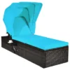Costway Patio Rattan Lounge Chair Chaise Cushioned Top Canopy Adjustable Turquoise -Costway GUEST fdb3d3cf 100e 415c aa50 e0e14688b6f8