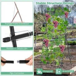Costway 74" Garden Cucumber Trellis For Plant Climbing With PE-Coated Frame, Trellis Net -Costway GUEST fe03c0be 9ab2 4e35 a9b5 b03d7a175c8d
