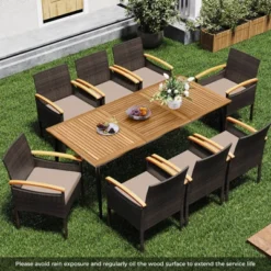 Costway 9 PCS Patio PE Wicker Dining Set With Cushions And 1.9" Umbrella Hole For Deck 15 Costway 9 PCS Patio PE Wicker Dining Set With Cushions And 1.9" Umbrella Hole For Deck -Costway GUEST fe41370d 882f 4d36 b7be e2c103909364