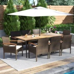 Costway 9 PCS Patio PE Wicker Dining Set With Cushions And 1.9" Umbrella Hole For Deck 13 Costway 9 PCS Patio PE Wicker Dining Set With Cushions And 1.9" Umbrella Hole For Deck -Costway GUEST fe622017 fe5f 44b1 9e27 b5064454f5f8