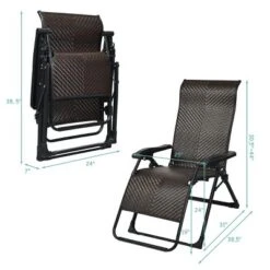Costway Patio Rattan Zero Gravity Lounge Chair Folding Recliner Adjustable W/Headrest