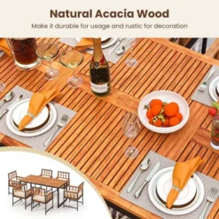 Costway 7 PCS Patio Dining Set Outdoor Acacia Wood Table With Soft Cushions Umbrella Hole 15 Costway 7 PCS Patio Dining Set Outdoor Acacia Wood Table With Soft Cushions Umbrella Hole -Costway GUEST fe8e80c0 3c68 4c66 89be 1d8bdc57a61b
