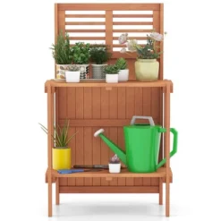 Costway Wood Potting Bench Waterproof Garden Table With 2-Tier Open Storage Shelf -Costway GUEST fee3bb5b b1ff 45f8 a1ed be89bcfd5a61