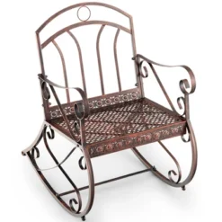 Costway Patio Rocking Chair Art Scroll Rocker Backrest Armrests Antique Copper Backyard 21 Costway Patio Rocking Chair Art Scroll Rocker Backrest Armrests Antique Copper Backyard -Costway GUEST feeb49cb 671c 4e91 811a 80624bb253f5