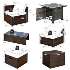 Costway 9 Pieces Patio Furniture Set With 50,000 BTU Propane Fire Pit Table Black/Gray/Navy/Red/White/Turquoise -Costway GUEST feedd77f d108 4e6c 9ff5 f6adade418fd