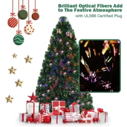 Costway Pre-Lit Fiber Optic Artificial PVC Christmas Tree 6Ft