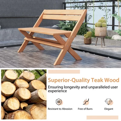 Costway Patio Folding Chair Solid Teak Wood Slatted Seat Natural Portable Outdoor 7 Costway Patio Folding Chair Solid Teak Wood Slatted Seat Natural Portable Outdoor - Image 5