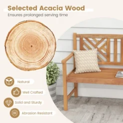 Costway Patio Acacia Wood 2-Person Slatted Bench Outdoor Loveseat Chair Garden Natural -Costway GUEST ff9a2353 6fae 4739 9faa 6d67a7756db3