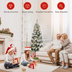 Costway 5FT Pre-Lit Hinged Christmas Tree Snow Flocked W/9 Modes Remote Control Lights -Costway GUEST ffa7d95c 5c15 45e4 8236 30c335ee805d