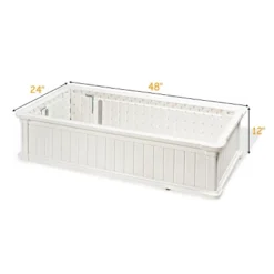 48''x24''Raised Garden Bed Rectangle Plant Box Planter Flower Vegetable White