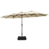 Costway 15 Ft Patio Double Sided Umbrella Outdoor Market Umbrella BeigeTanOrangeBurgundy