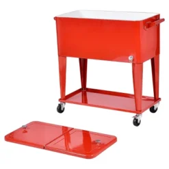 Costway 80-quart Cooler Beer Cart Outdoor Entertaining Rolling Party Steel Bar Bistro -Costway GUEST ffba26c5 d083 4e76 9490 0d5515e45125
