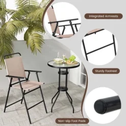 Costway 3PCS Patio Bistro Set Folding Chairs Round Bar Table With 1.6'' Umbrella Hole Yard 20 Costway 3PCS Patio Bistro Set Folding Chairs Round Bar Table With 1.6'' Umbrella Hole Yard -Costway GUEST ffc334cb fa40 42d9 88a2 993fc9aa136c