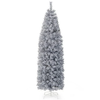 Costway 7 FT Pre-Lit Christmas Tree Hinged Slim Pencil W/ 350 LED Lights 670 Branch Tips 11 Costway 7 FT Pre-Lit Christmas Tree Hinged Slim Pencil W/ 350 LED Lights 670 Branch Tips - Image 9